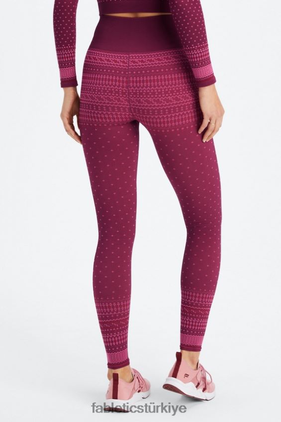 tr Fabletics kadınlar yüksek belli dikişsiz adil ada taytı merlot/çoklu 40R06B1072