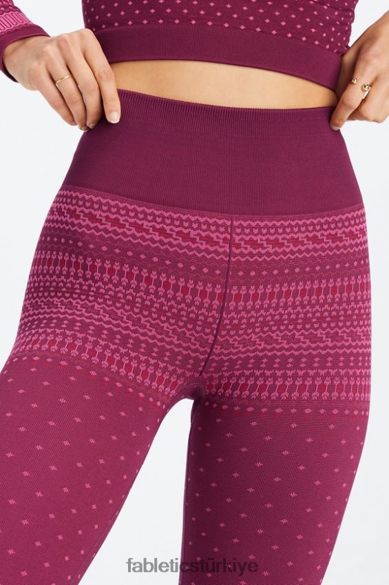 tr Fabletics kadınlar yüksek belli dikişsiz adil ada taytı merlot/çoklu 40R06B1072