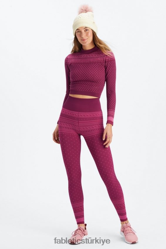 tr Fabletics kadınlar yüksek belli dikişsiz adil ada taytı merlot/çoklu 40R06B1072
