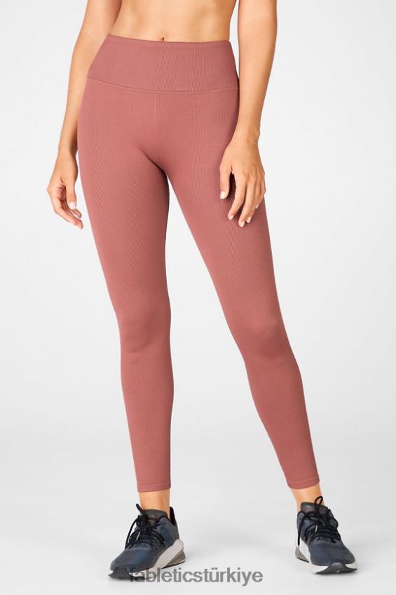 tr Fabletics kadınlar yüksek belli dikişsiz bağcıklı tayt vişneli moka 40R06B1296