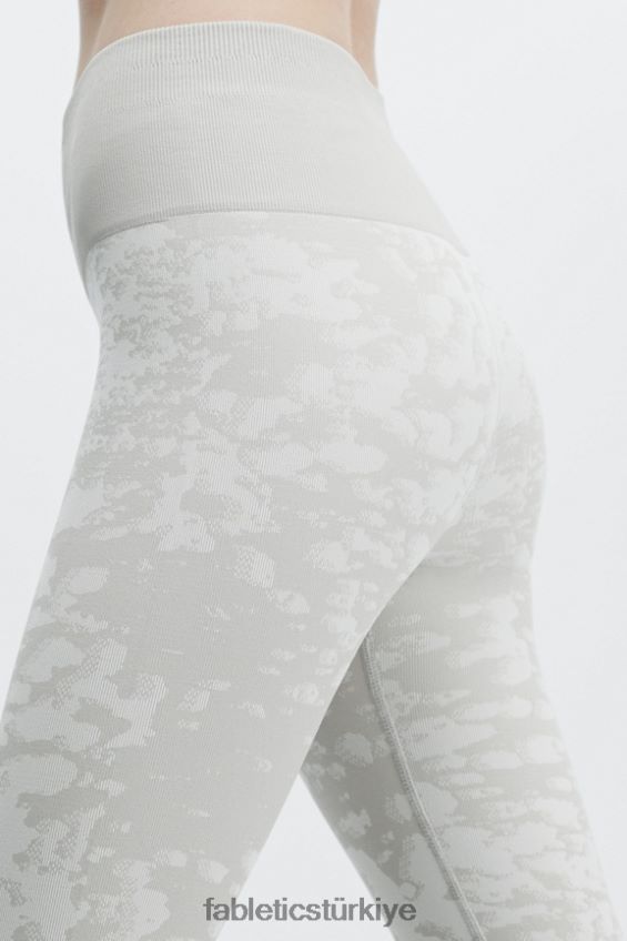 tr Fabletics kadınlar yüksek belli dikişsiz buğulu tayt açık gri/beyaz 40R06B1195