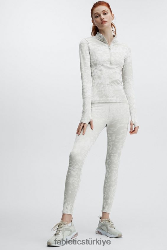 tr Fabletics kadınlar yüksek belli dikişsiz buğulu tayt açık gri/beyaz 40R06B1195