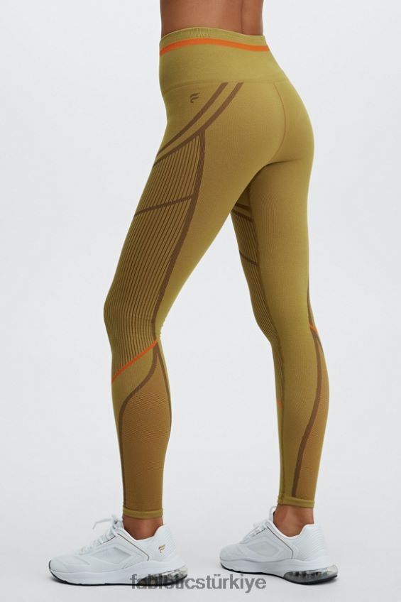 tr Fabletics kadınlar yüksek belli dikişsiz jakarlı tayt sıcak zeytin/çoklu 40R06B1210