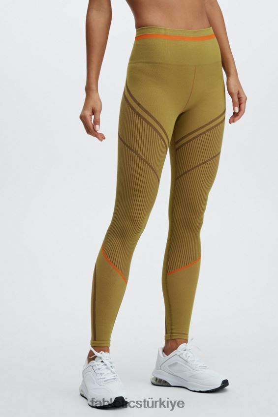 tr Fabletics kadınlar yüksek belli dikişsiz jakarlı tayt sıcak zeytin/çoklu 40R06B1210