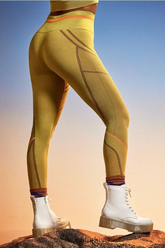 tr Fabletics kadınlar yüksek belli dikişsiz jakarlı tayt sıcak zeytin/çoklu 40R06B1210