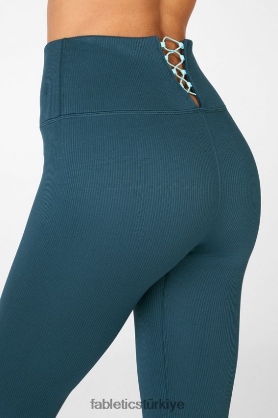 tr Fabletics kadınlar yüksek belli dikişsiz nervürlü tayt mavi nova/mavi çan 40R06B1299