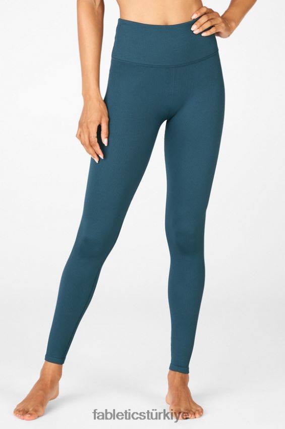 tr Fabletics kadınlar yüksek belli dikişsiz nervürlü tayt mavi nova/mavi çan 40R06B1299