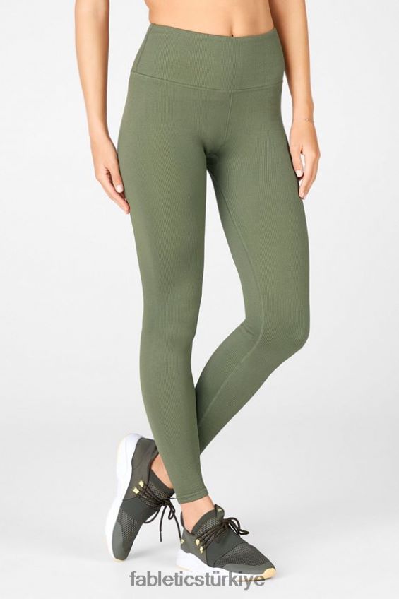 tr Fabletics kadınlar yüksek belli dikişsiz nervürlü tayt safari/armut 40R06B1297