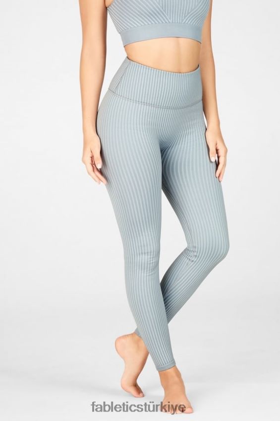 tr Fabletics kadınlar yüksek belli dikişsiz nervürlü tayt yağmur bulutu/kutup grisi 40R06B1300