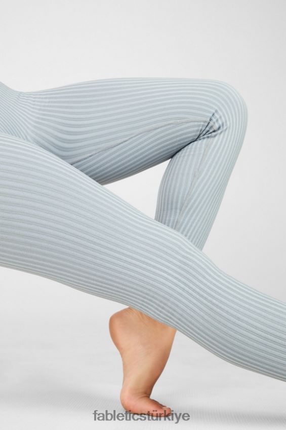 tr Fabletics kadınlar yüksek belli dikişsiz nervürlü tayt yağmur bulutu/kutup grisi 40R06B1300