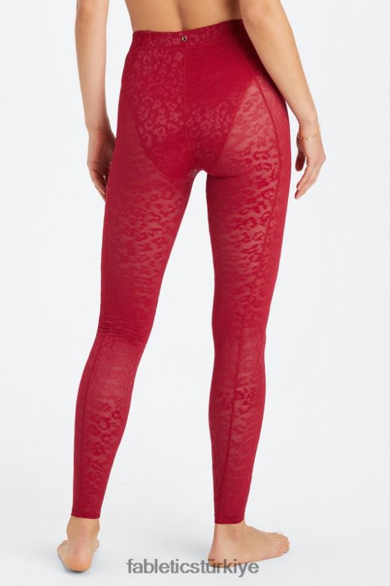 tr Fabletics kadınlar yüksek belli leopar file tayt koyu Kırmızı 40R06B1080