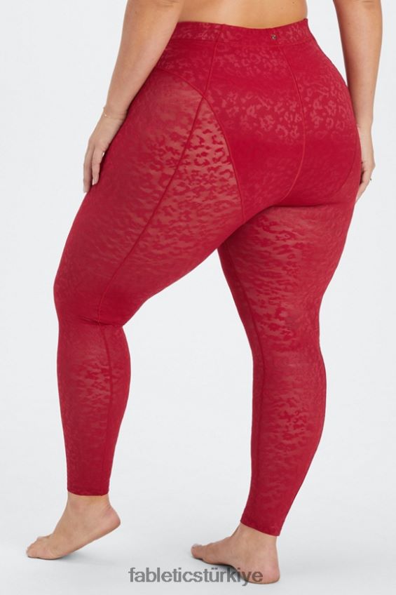 tr Fabletics kadınlar yüksek belli leopar file tayt koyu Kırmızı 40R06B1081