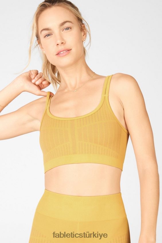 tr Fabletics kadınlar Ivana Dikişsiz Spor Sütyeni koyu macun/altın 40R06B1664