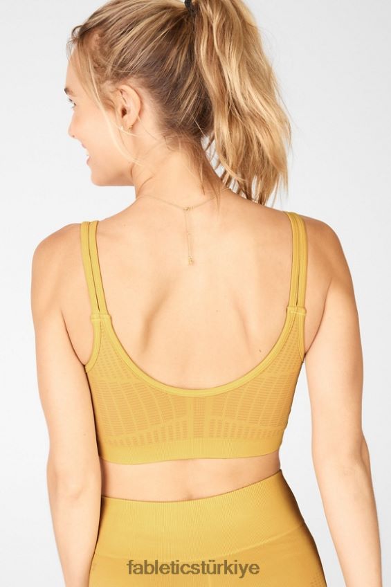 tr Fabletics kadınlar Ivana Dikişsiz Spor Sütyeni koyu macun/altın 40R06B1664