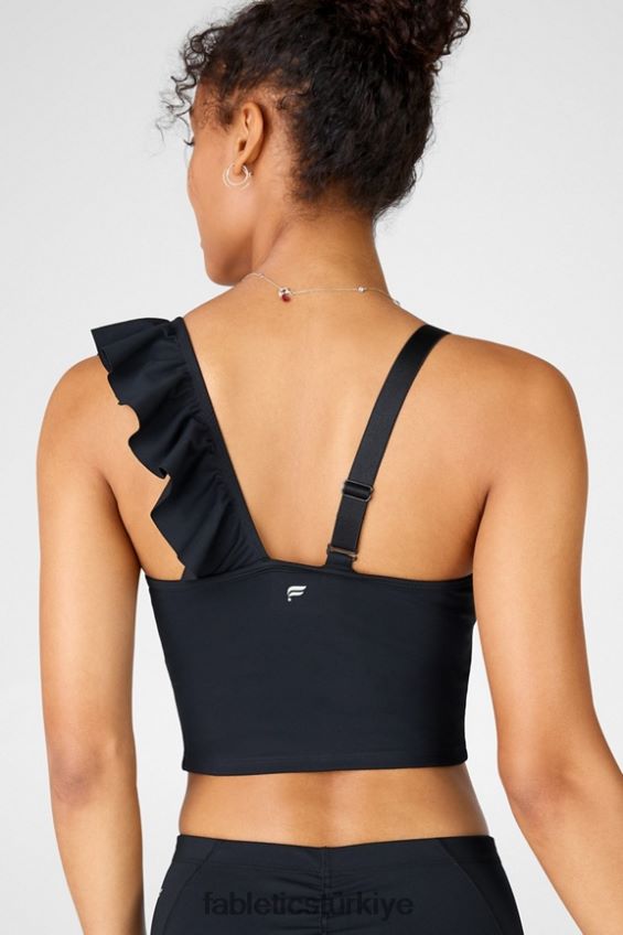 tr Fabletics kadınlar Mellie fırfırlı üst siyah 40R06B1693