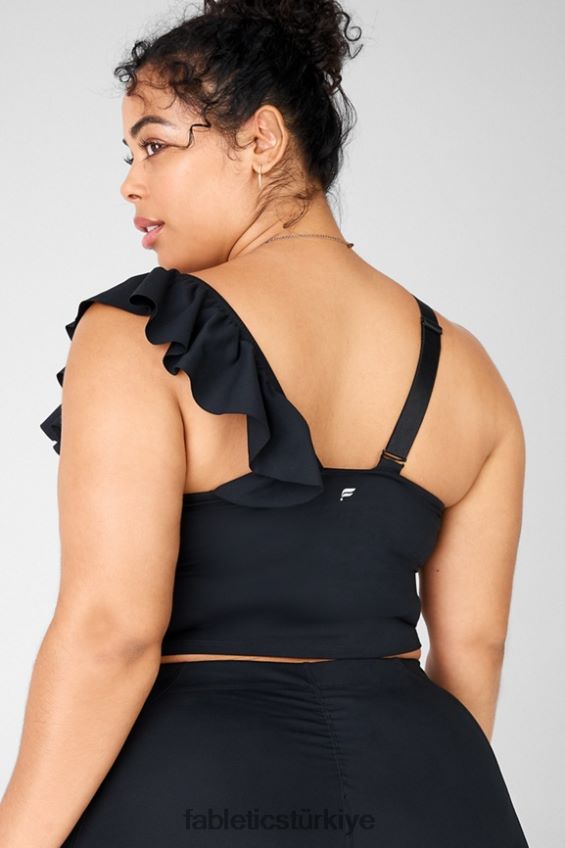 tr Fabletics kadınlar Mellie fırfırlı üst siyah 40R06B1694