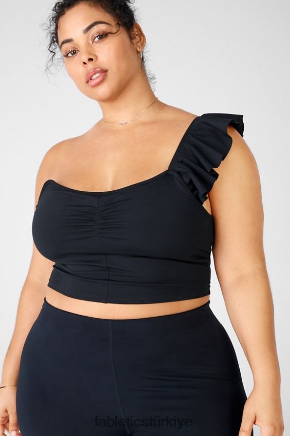 tr Fabletics kadınlar Mellie fırfırlı üst siyah 40R06B1694