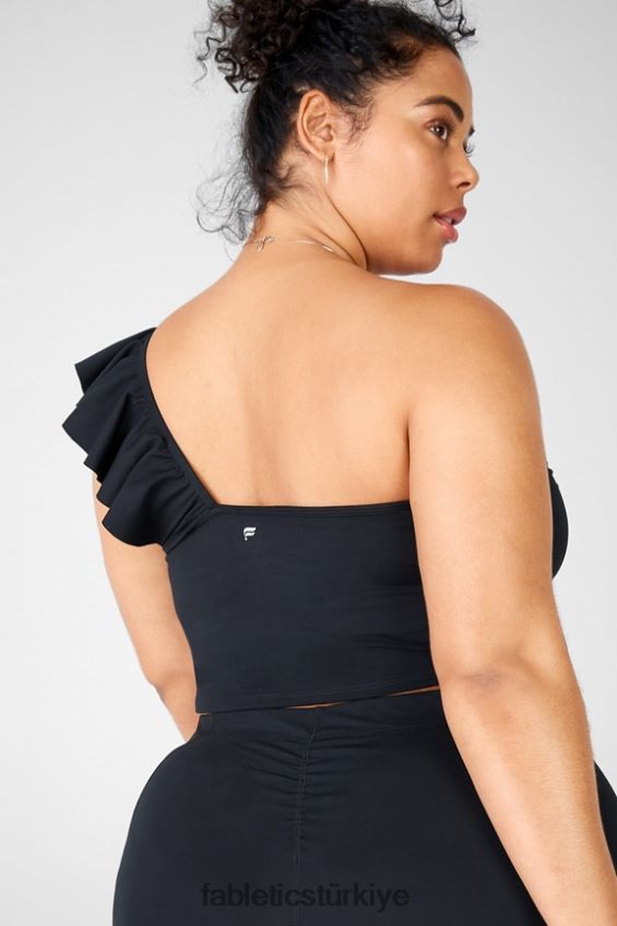 tr Fabletics kadınlar Mellie fırfırlı üst siyah 40R06B1694
