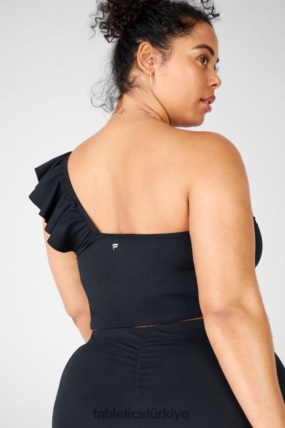tr Fabletics kadınlar Mellie fırfırlı üst siyah 40R06B1694
