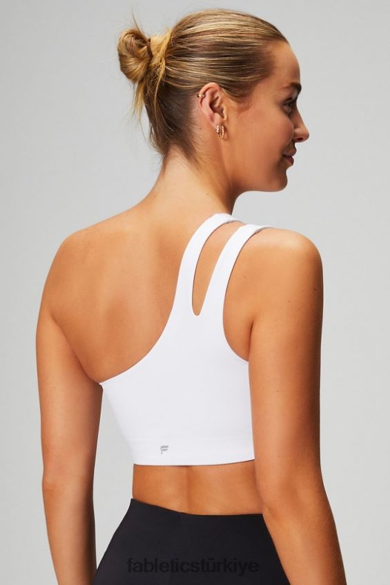 tr Fabletics kadınlar asimetrik çift askılı midi sütyen klasik beyaz 40R06B1487