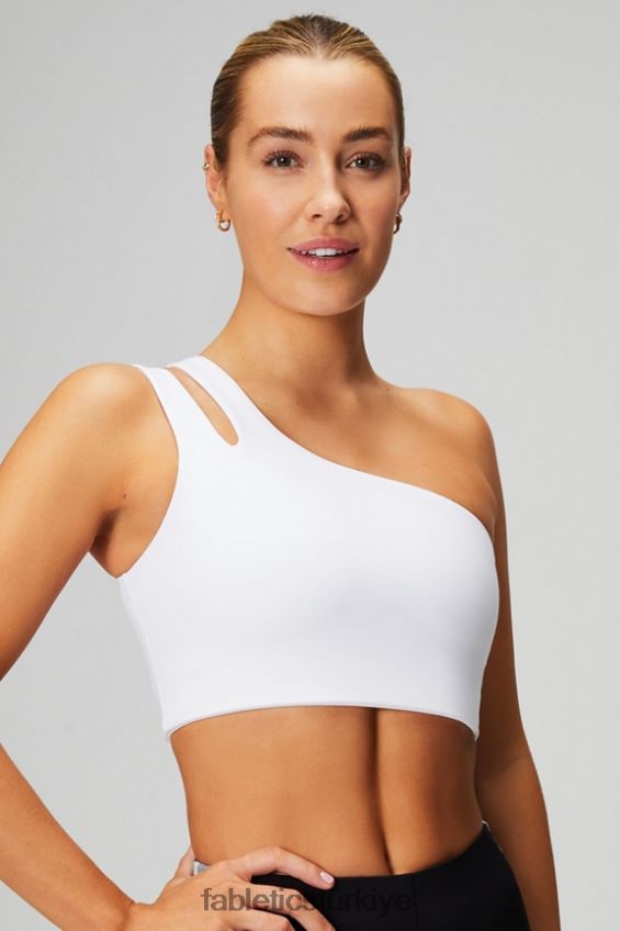 tr Fabletics kadınlar asimetrik çift askılı midi sütyen klasik beyaz 40R06B1487