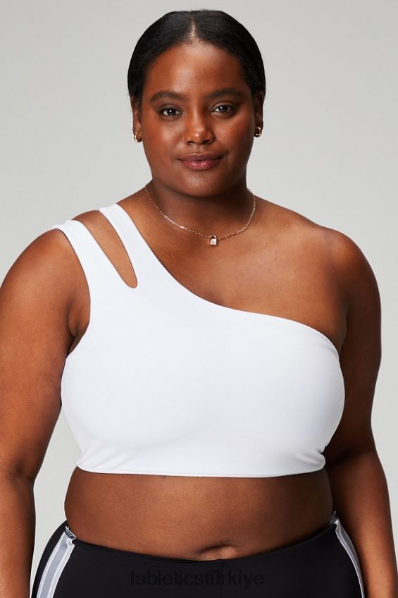 tr Fabletics kadınlar asimetrik çift askılı midi sütyen klasik beyaz 40R06B1488