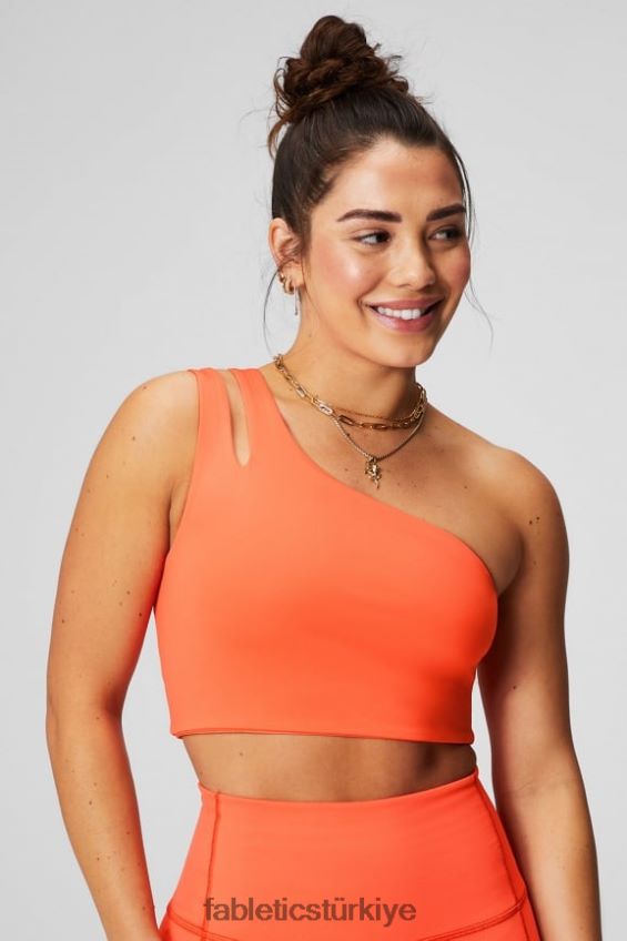 tr Fabletics kadınlar asimetrik çift askılı midi sütyen tutku portakalı 40R06B1486