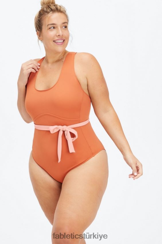 tr Fabletics kadınlar bağcıklı yarışçı sırtı mayo sekoya/pembe ton 40R06B1612