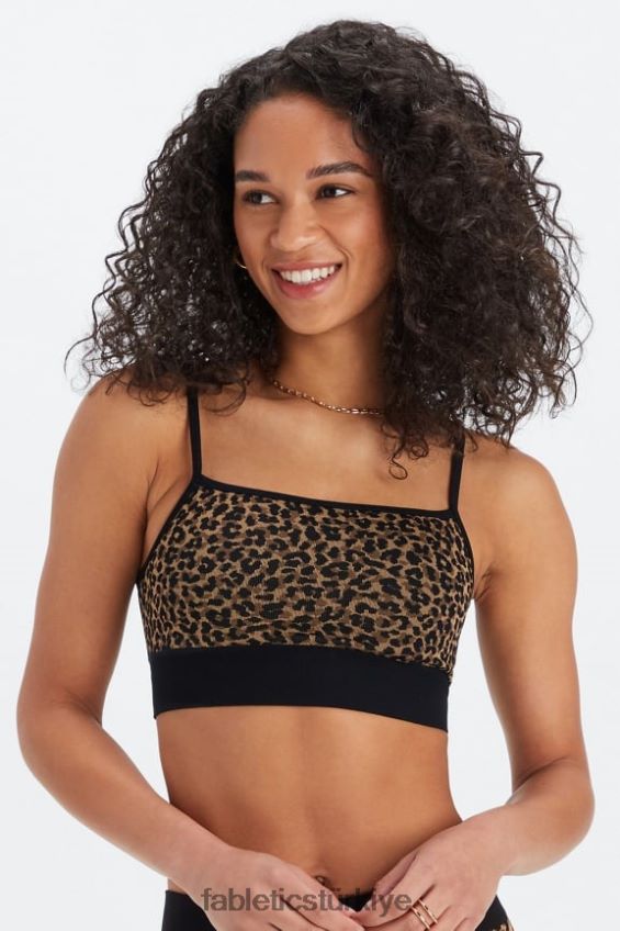 tr Fabletics kadınlar bulut dikişsiz midi bralet dalgalı çita/siyah 40R06B1511