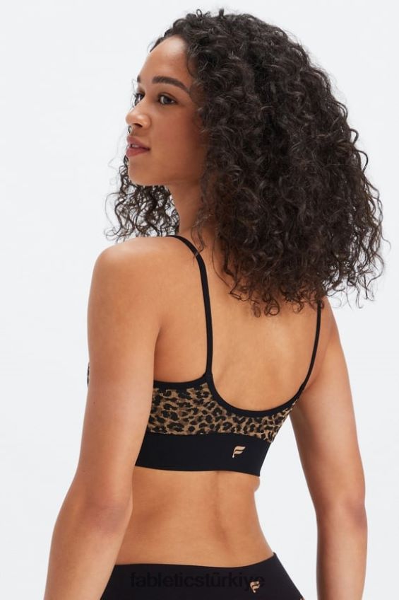 tr Fabletics kadınlar bulut dikişsiz midi bralet dalgalı çita/siyah 40R06B1511