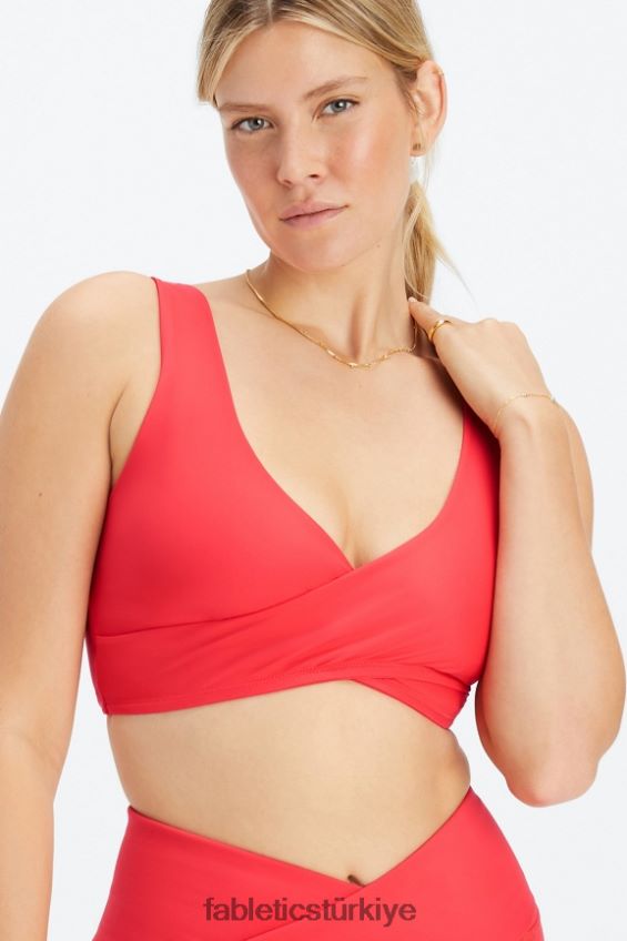 tr Fabletics kadınlar düşük etkili çapraz spor sutyeni çilek kırmızısı 40R06B1515