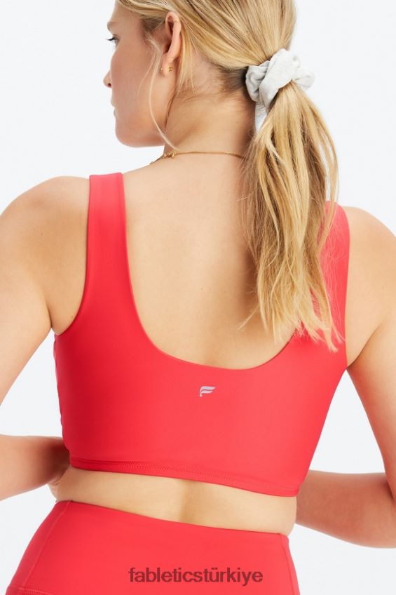 tr Fabletics kadınlar düşük etkili çapraz spor sutyeni çilek kırmızısı 40R06B1515