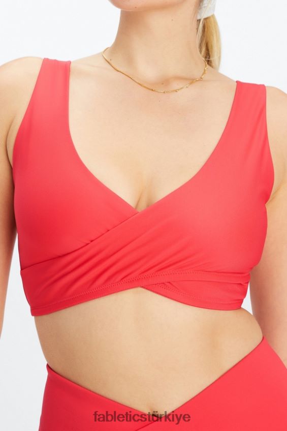 tr Fabletics kadınlar düşük etkili çapraz spor sutyeni çilek kırmızısı 40R06B1515