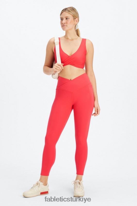 tr Fabletics kadınlar düşük etkili çapraz spor sutyeni çilek kırmızısı 40R06B1515