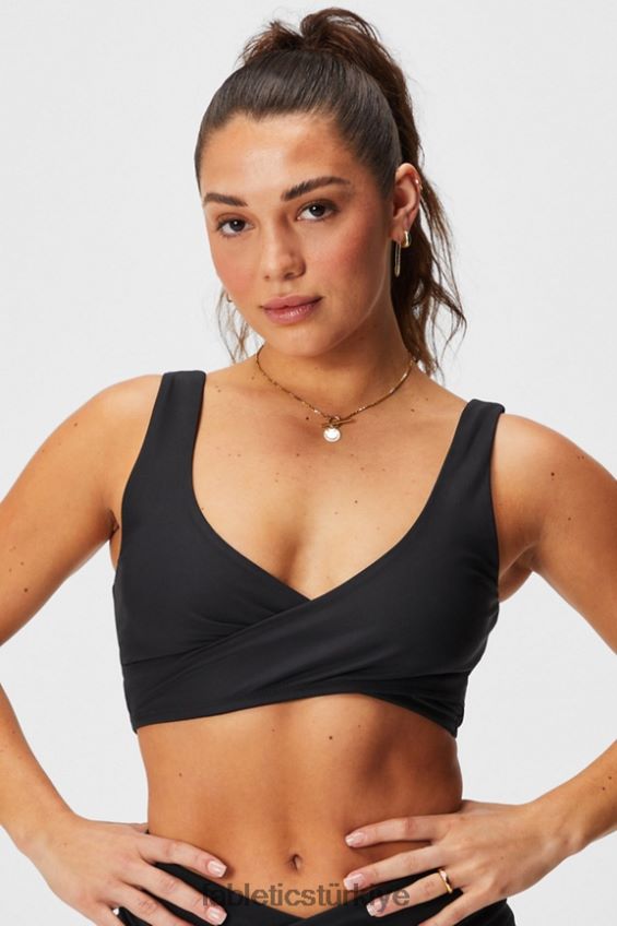 tr Fabletics kadınlar düşük etkili çapraz spor sutyeni siyah 40R06B1513