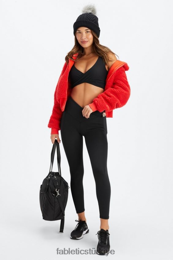 tr Fabletics kadınlar düşük etkili çapraz spor sutyeni siyah 40R06B1513