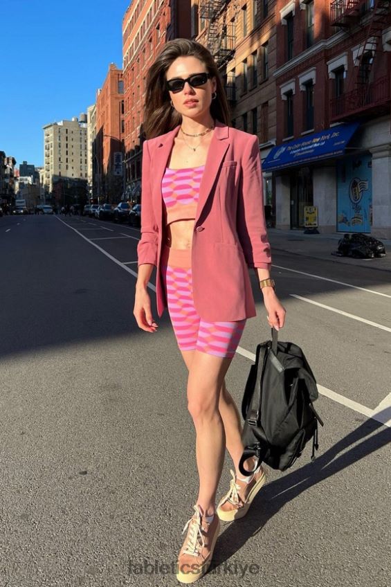 tr Fabletics kadınlar dottie geo dikişsiz sütyen pembe rave coğrafi çoklu 40R06B1601