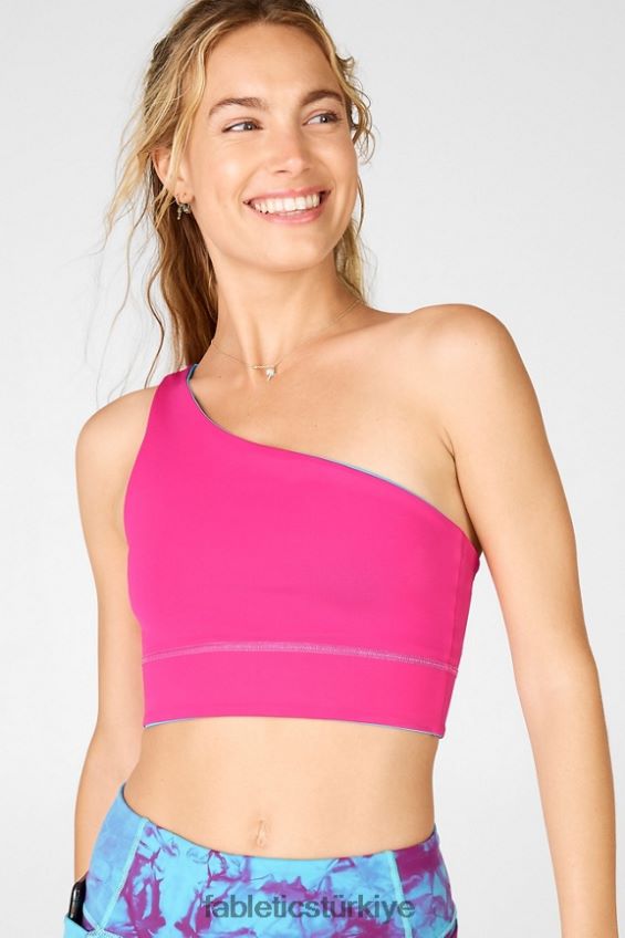 tr Fabletics kadınlar harlow tek omuzlu çift taraflı spor sütyeni mavi sis/koyu pembe 40R06B1678
