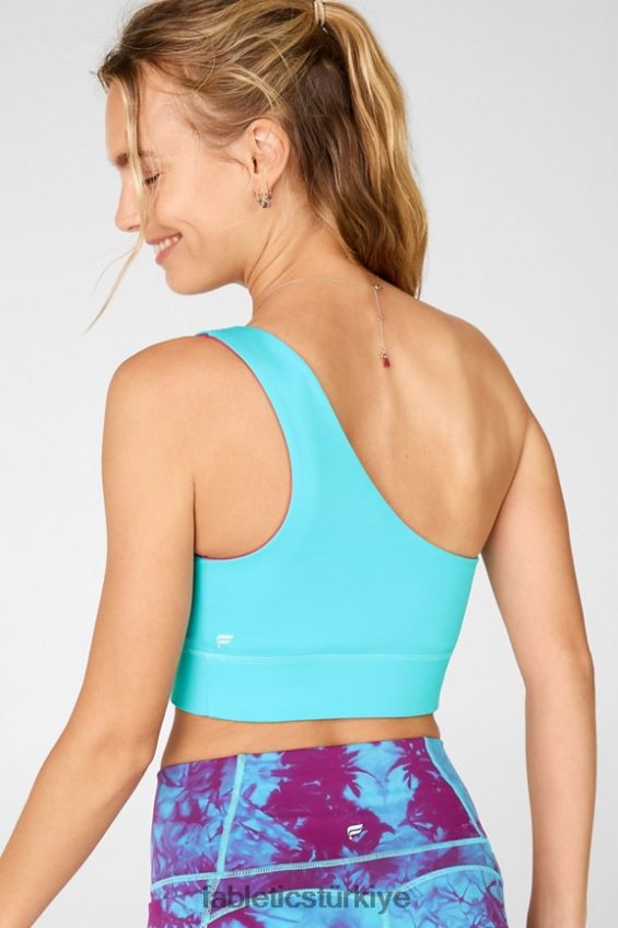 tr Fabletics kadınlar harlow tek omuzlu çift taraflı spor sütyeni mavi sis/koyu pembe 40R06B1678