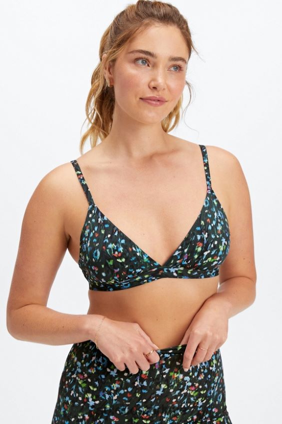 tr Fabletics kadınlar ince dokunuşlu üçgen bralet gece yarısı bahçesi 40R06B1540