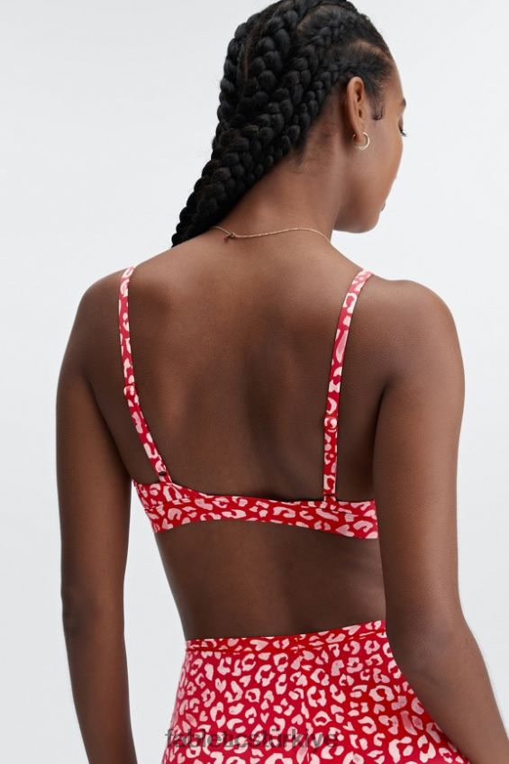 tr Fabletics kadınlar ince dokunuşlu üçgen bralet yüksek kırmızı leopar öpücüğü 40R06B1546