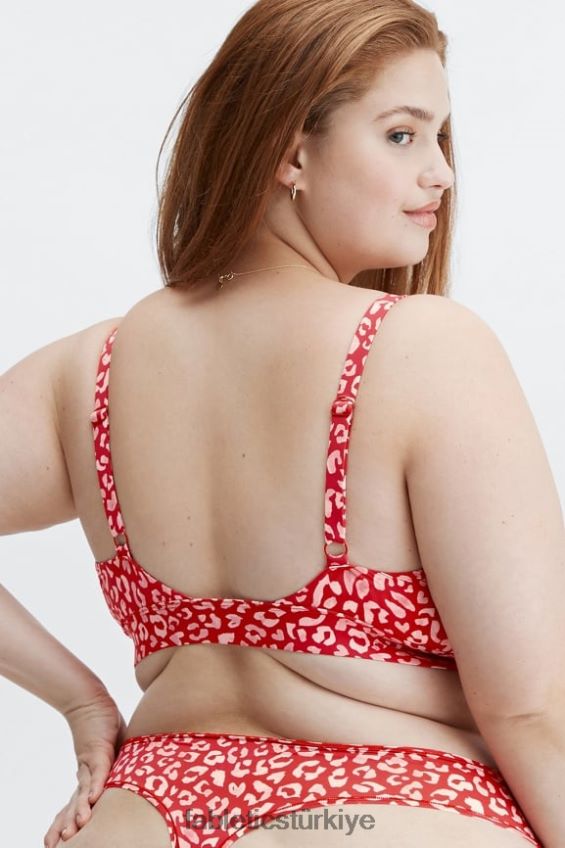 tr Fabletics kadınlar ince dokunuşlu üçgen bralet yüksek kırmızı leopar öpücüğü 40R06B1547