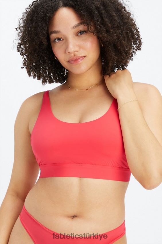 tr Fabletics kadınlar ince dokunuşlu yuvarlak yakalı bralet çilek kırmızısı 40R06B1571