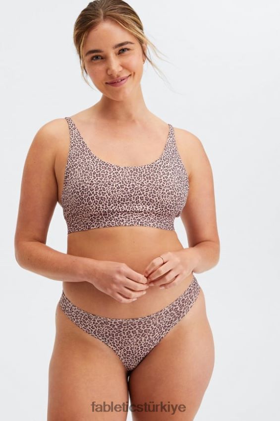 tr Fabletics kadınlar ince dokunuşlu yuvarlak yakalı bralet tozlu rozet leopar lekesi 40R06B1575