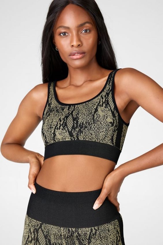 tr Fabletics kadınlar kamila dikişsiz sütyen yeşil sürüngen/siyah 40R06B1669