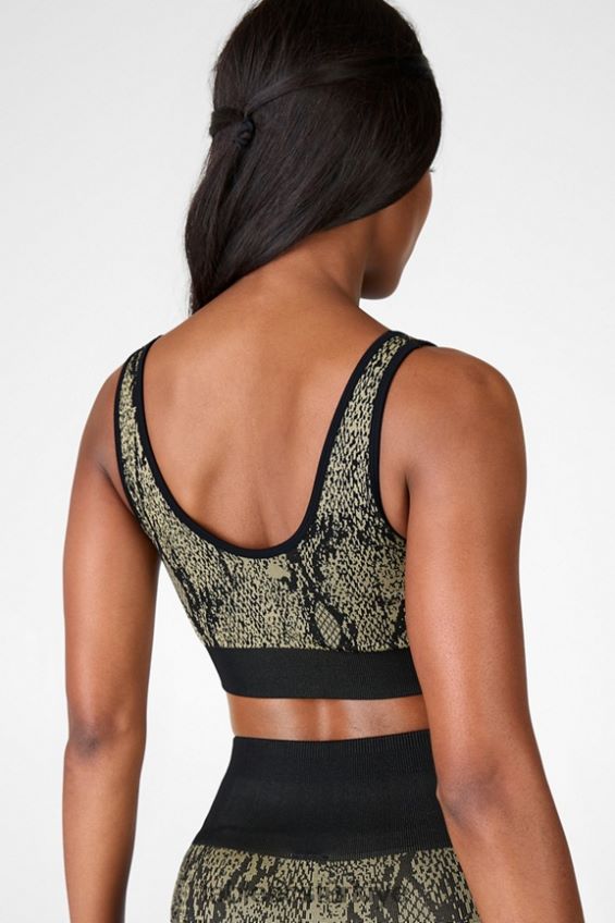 tr Fabletics kadınlar kamila dikişsiz sütyen yeşil sürüngen/siyah 40R06B1669
