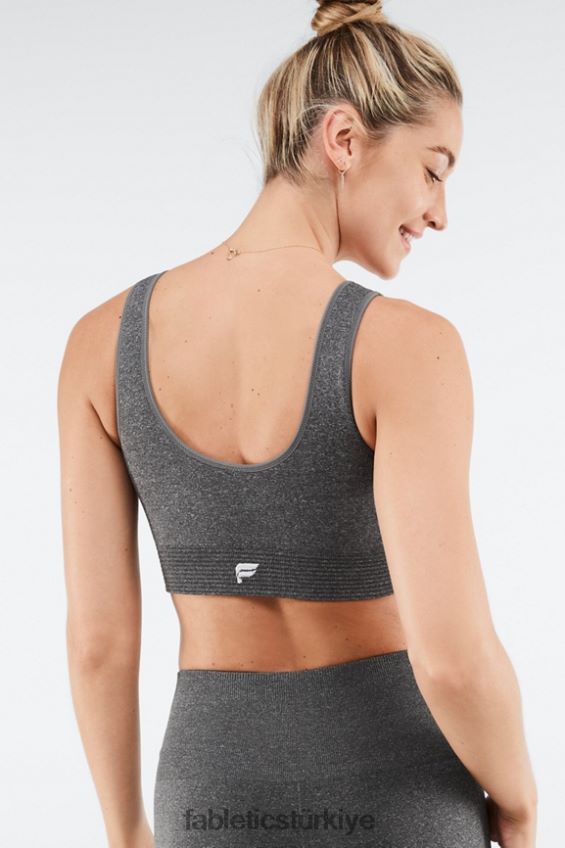 tr Fabletics kadınlar luciana dikişsiz sporcu sütyeni koyu melanj gri/beyaz logo 40R06B1655