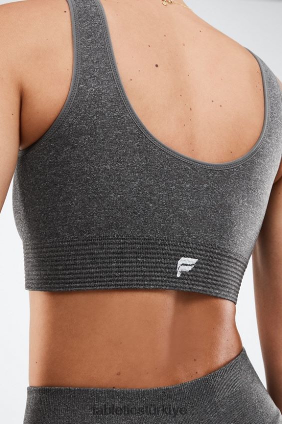 tr Fabletics kadınlar luciana dikişsiz sporcu sütyeni koyu melanj gri/beyaz logo 40R06B1655