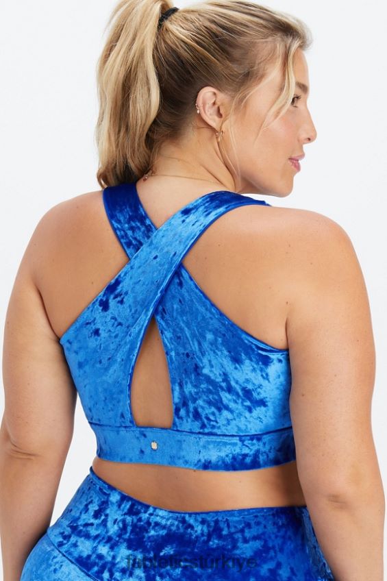 tr Fabletics kadınlar oasis ezilmiş kadife kıvrımlı spor sutyeni celeste 40R06B1530