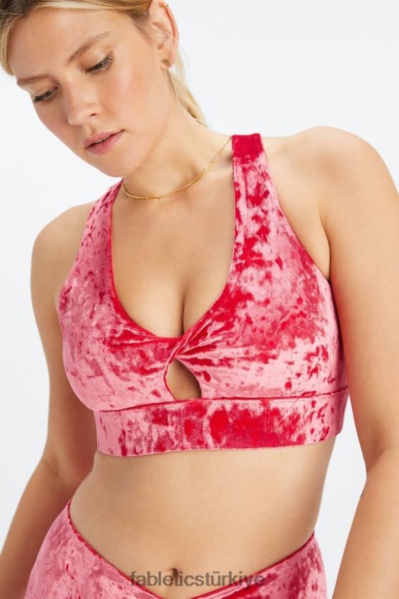 tr Fabletics kadınlar oasis ezilmiş kadife kıvrımlı spor sutyeni çilek kırmızısı 40R06B1526